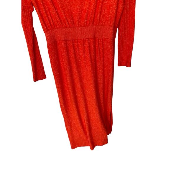 Anthropologie Daily Practice Orange Draped Soft Cowl Neck Midi Dress Size XS - Picture 7 of 13